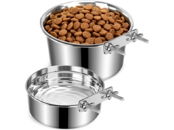 Conjunto de 2 Comedouros e Bebedouros para Gaiola de Cachorro, em Aço Inoxidável À Prova de Derramamento, Grande AQUAFORGE