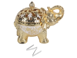 Queimador de Incenso de Elefante em Ouro Branco | S/MARCA
