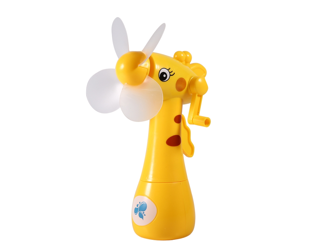 Ventilador Portátil Laxiscreed Com Pulverizador De Água E Manivela, Compacto E Amarelo, Ideal Para Uso Ao Ar Livre
