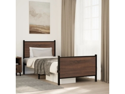 Vidaxl Estrutura De Cama Sem Colchão 90x190 Cm Metal Carvalho Castanho