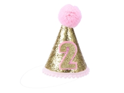 Chapéu De Cone De Segundo Aniversário Com Brilho Brilhante E Faixa De Cabeça Ajustável Para Suprimentos De Festa De Bebê Allinless
