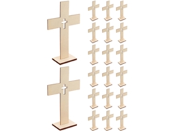 Cruzes Decorativas Madeira Natural 20 Peças Tamanho 6 Decoração Rústica Escritório Acessório Versátil GOKOCO