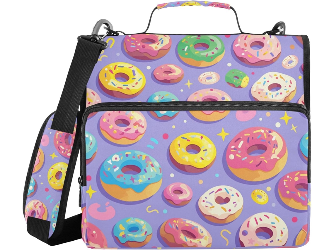 Organizador de Arquivos com Alça 1, 5 Bolsos, Facilita o Transporte, 3 Argolas, Bolsa para Material Escolar