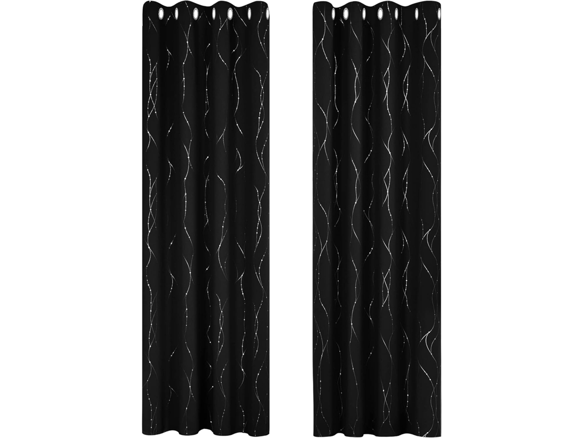 Conjunto De 2 Cortinas Blackout De Halloween Pretas Com Isolamento Térmico Anti
