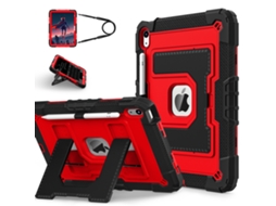 Capa Para Tablet Lurelia, Compatível Com Ipad 10.2 7ª, 8ª E 9ª Geração, Preto E Vermelho, Silicone, Função Sono, Proteção Antiquedas