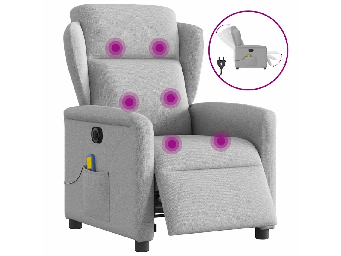Electric Massage Recliner Chair, Electric Massage Recliner Chairs Vidaxl Cinzeto Tecido