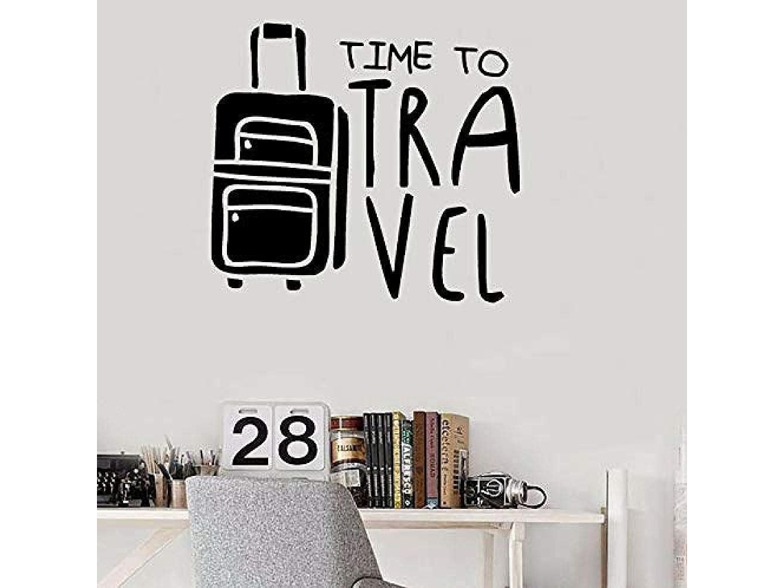 Adesivos de parede removíveis com tema de viagem no tempo, decoração para quarto de férias e aventura em formato de mala (42x47cm).