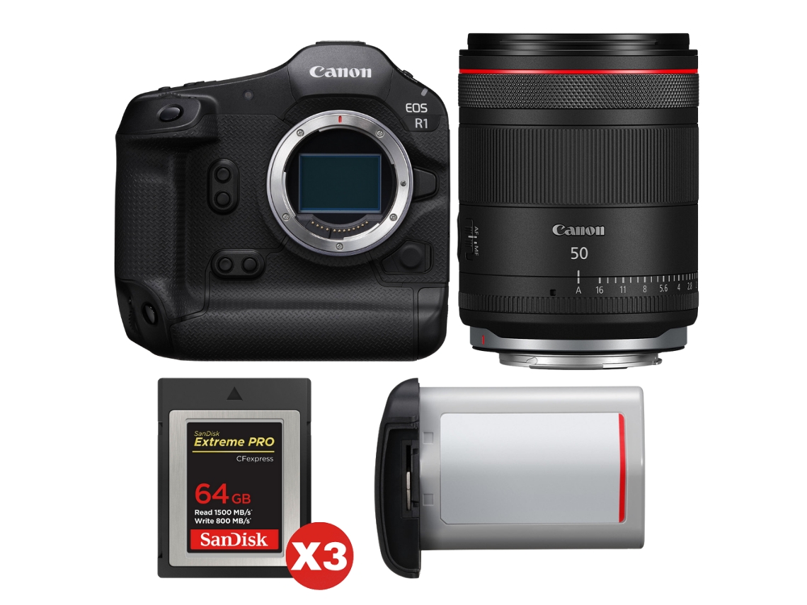 Eos R1 + Rf 50mm F/1.4 L Vcm + 3 Sandisk 64gb Extreme Pro Cfexpress Type B + Canon Lp e19 + Ebook “20 Dicas para Fotos Que Impressionam” CANON
