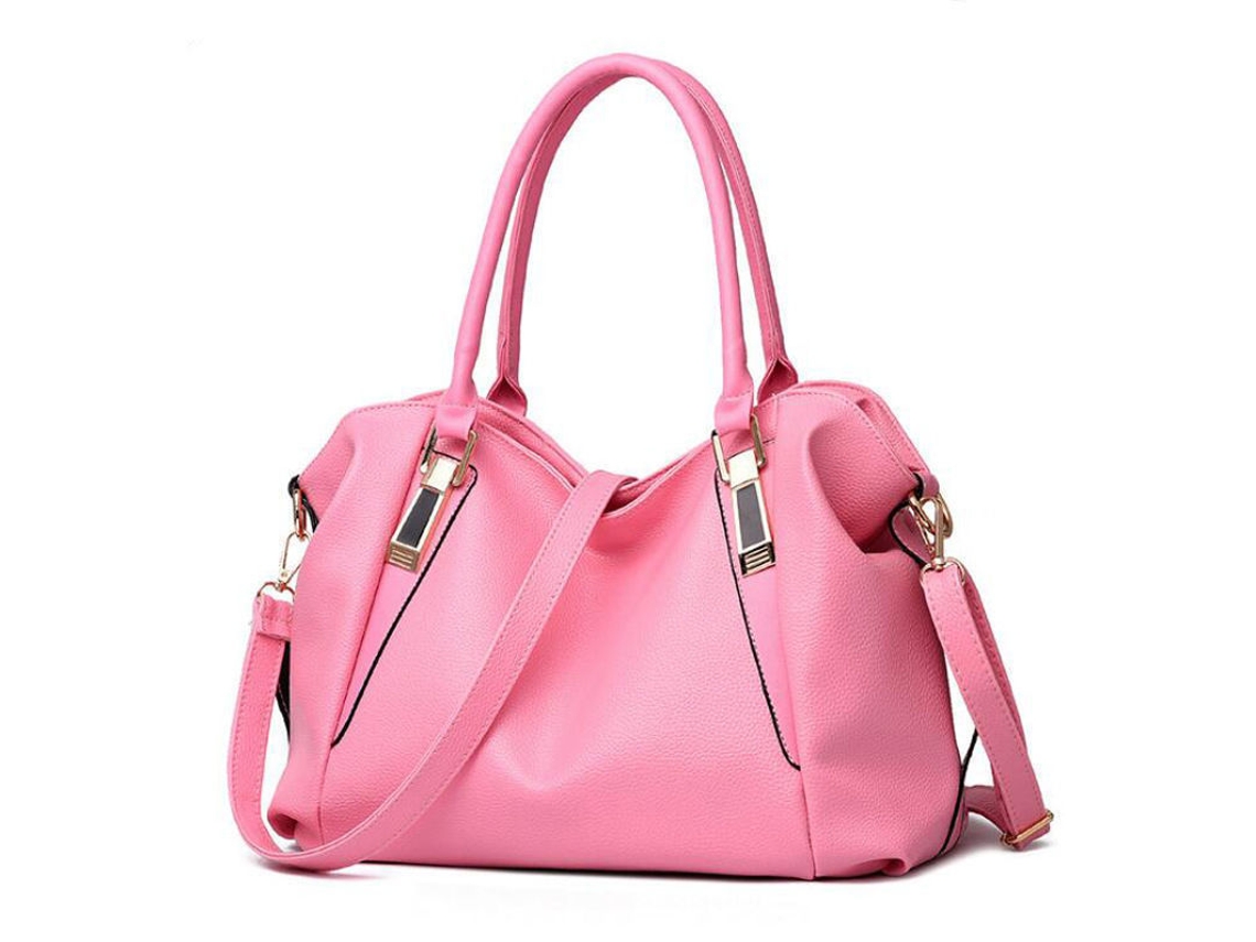 Bolsa Feminina de Couro Macio, com Grande Capacidade, para Usar no Ombro Ou a Tiracolo. rosa YUNZII (sem Borda)