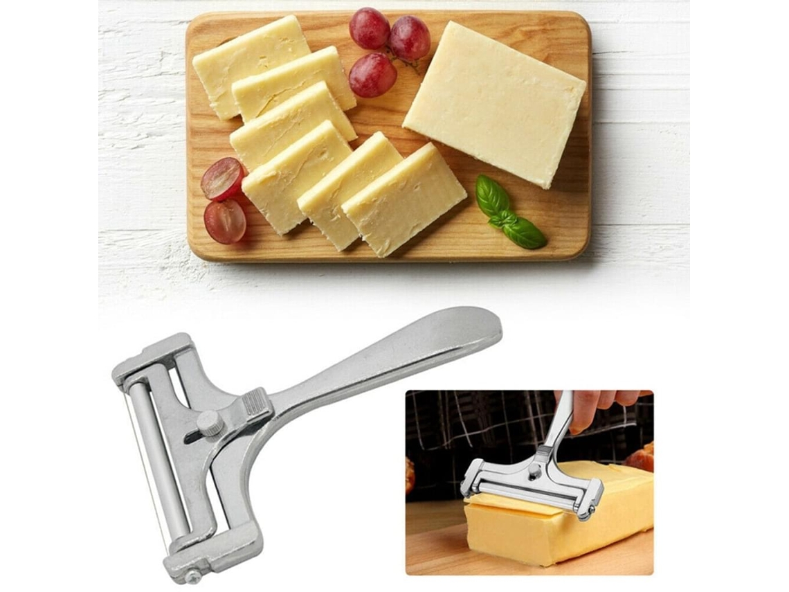 Fatiador De Queijo Com Rolo E Fio Corte, Espessura Corte Variável, Aço Inoxidável/alumínio, Design Retrô, Lâmina Giratória, Pratea Aquaforge