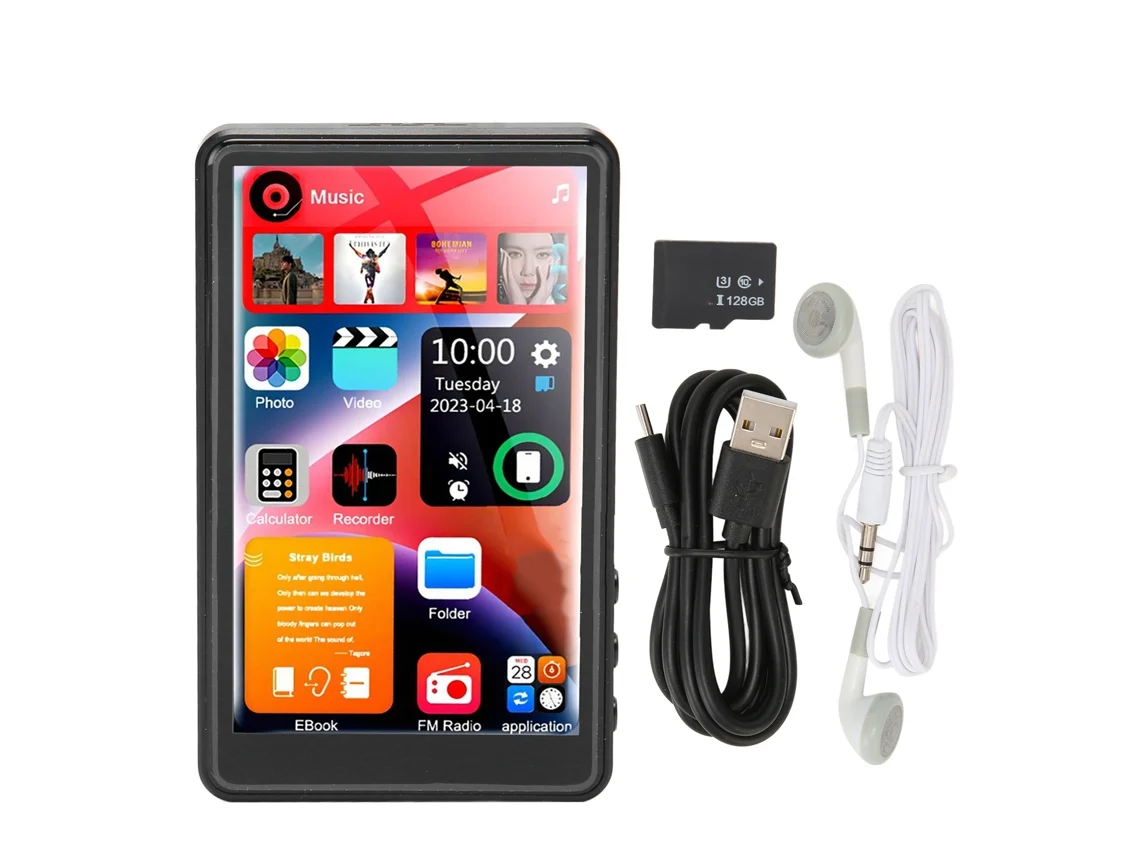 Mp3 Player Tela Touch 4 Polegadas Hd Redução De Ruído Suporte 1080p Rádio Fm Gravação Bluetooth