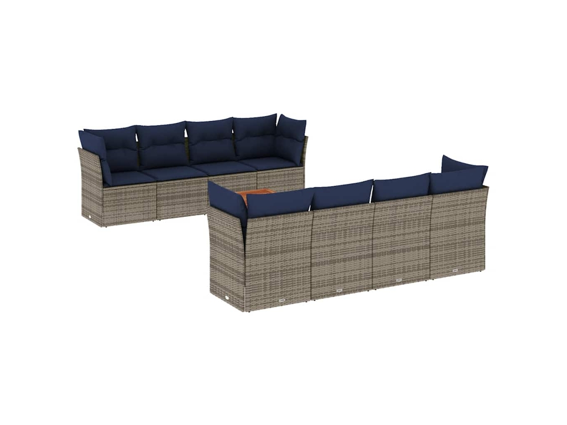 Conjunto de 9 Sofás P/ Jardim C/ Almofadões Vime Pe Cinzento MAISON EXCLUSIVE (9 pcs)