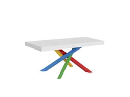 Mesa Extensível 140/400x90 Cm Volantis Premium Branco Freixo Pernas Multicoloridas 4/b Itamoby