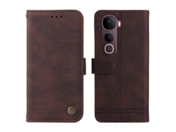 Capa De Couro Tipo Carteira Para Vivo Y400 Pro 5g E Vivo V40e 5g, Com Suporte E Alça, Marrom