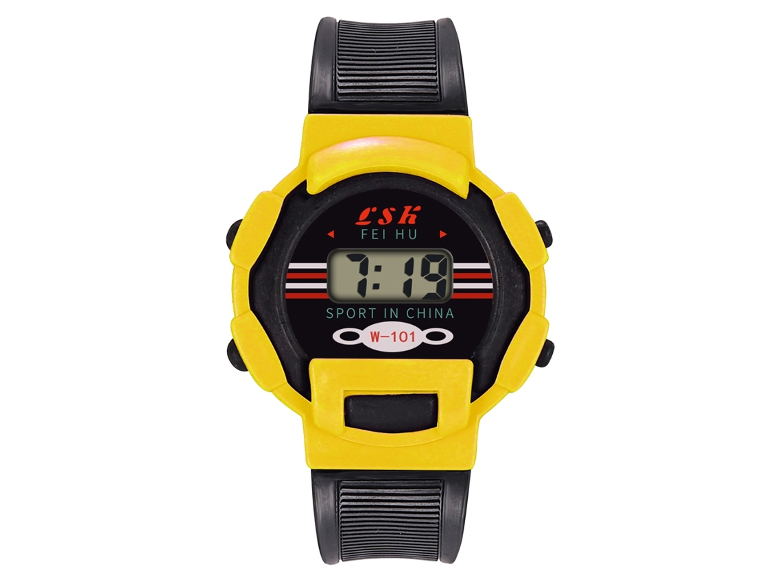 Reloj Electrónico Infantil Com Pulseira De Pvc Reloj Digital Menino Amarelo