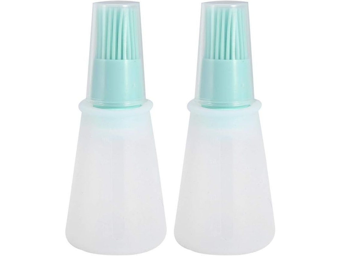 Rebe-conjunto De 2 Frascos De Óleo De Silicone Com Pincel E Tampa Resistente Ao Calor Para Cozinha (verde)