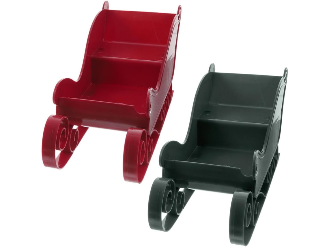 Conjunto de Decoração Natal com 2 Peças em Formato Trenó, Feito Plástico, Compacto e Estável, CHABERLU
