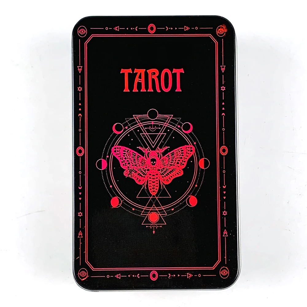 Baralho de Tarô de Alta Qualidade em Caixa de Lata, 78 Cartas, com Detalhes em Dourado e Guia Impresso Incluso. MDUG