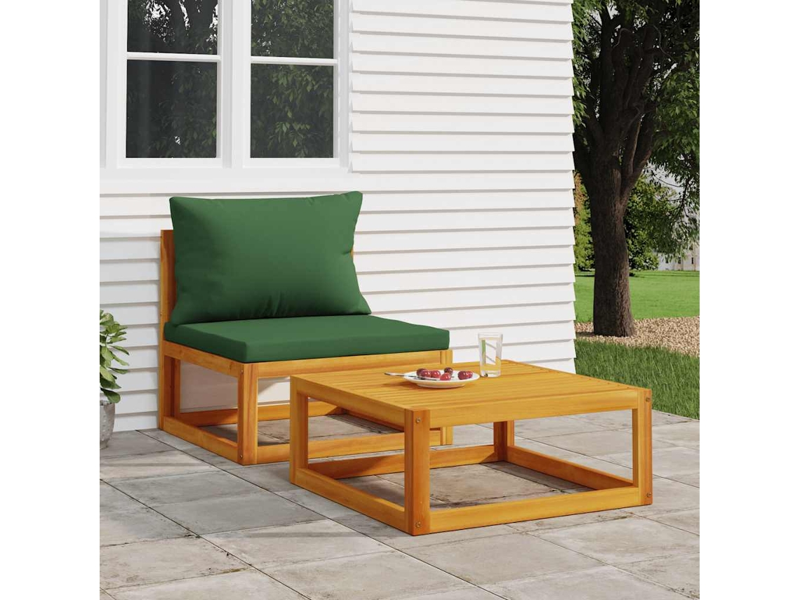 Vidaxl 2 Pcs Conjunto De Sofás De Jardim C/ Almofadões Acácia Maciça