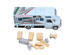 Primerox brinquedo de Rv para Crianças com Luz e Som Portas Abertas Simulação Modelo Motorhome Azul Claro
