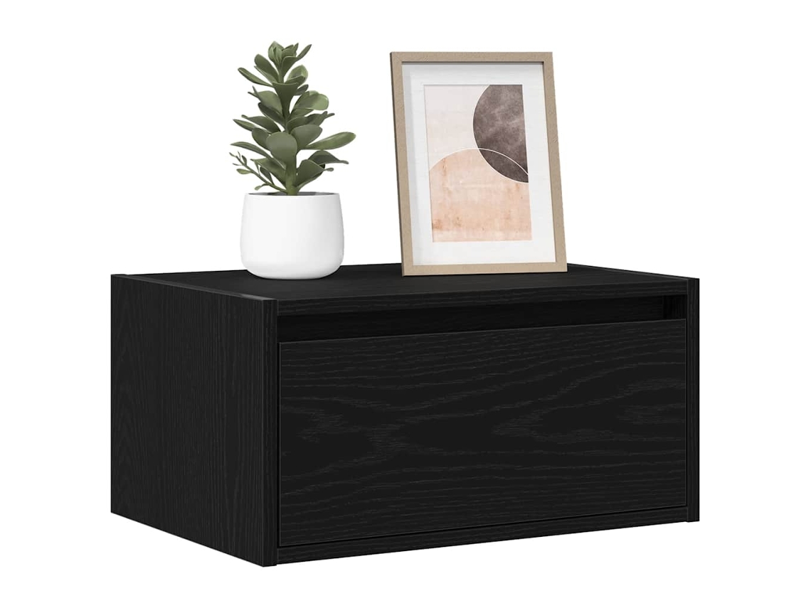 Vidaxl Mesas de Cabeceira de Parede com Luzes Led 2 Pcs Carvalho Preto