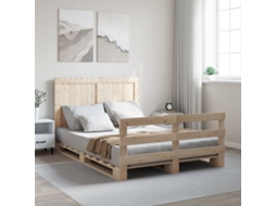 Estrutura De Cama Com Cabeceira 140x200 Cm Pinho Maciço