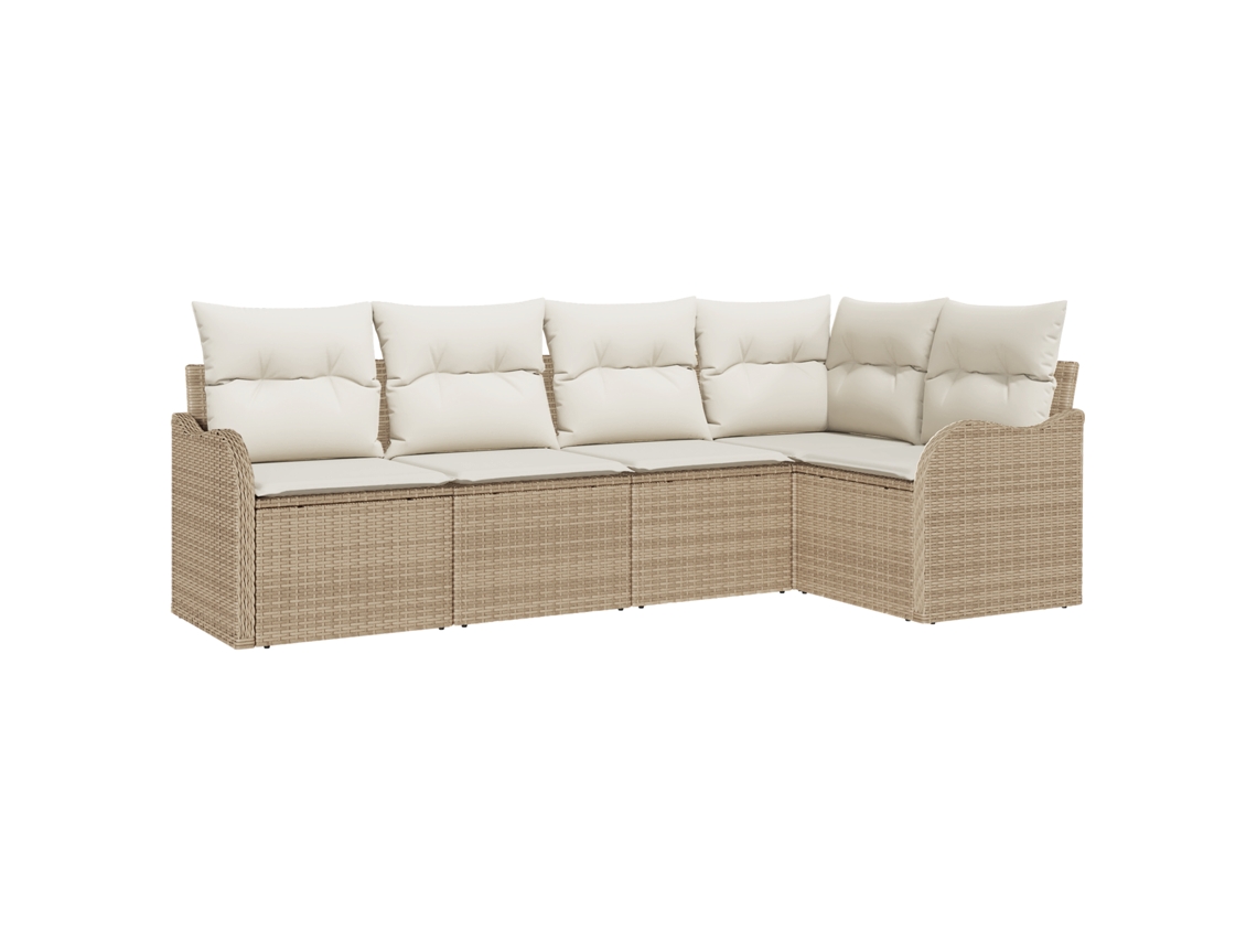 Conjunto 5 Conjunto De Sofá De Jardim Vidaxl Bege Vime Pe (55 X 55 X 37 Cm)