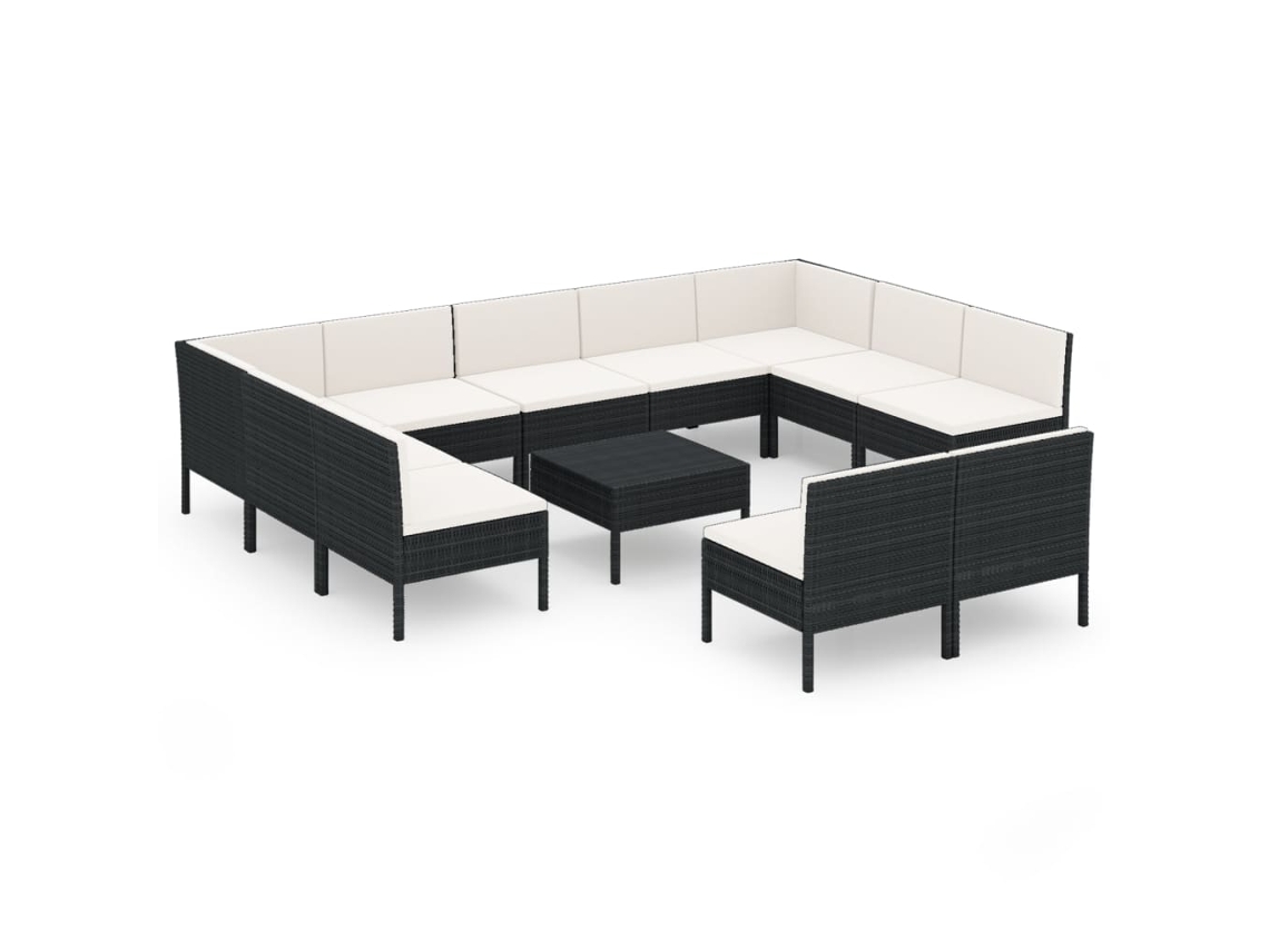 Garden Lounge Set, Garden Lounge Sets Vidaxl Preto Rattan / Vime (n/a)