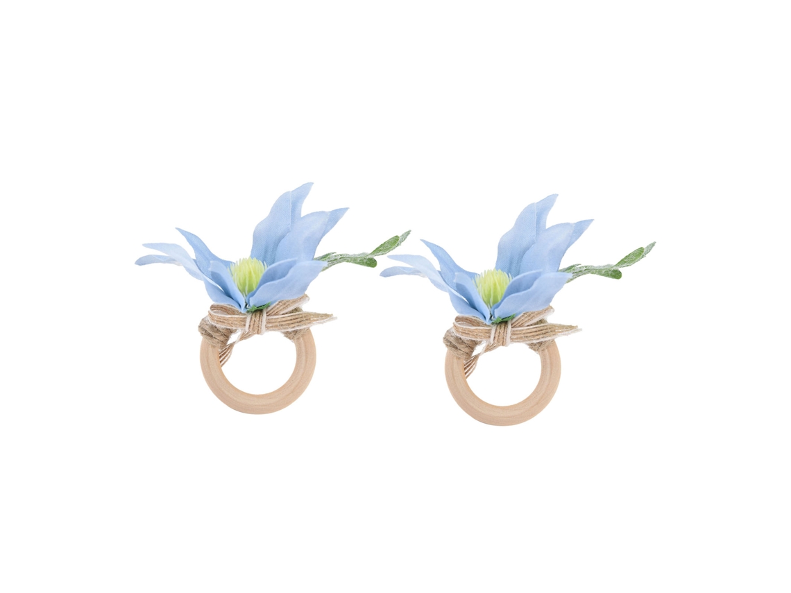 Anel de Toalha de Mesa LAXISCREED Flor Azul Simples 2pcs