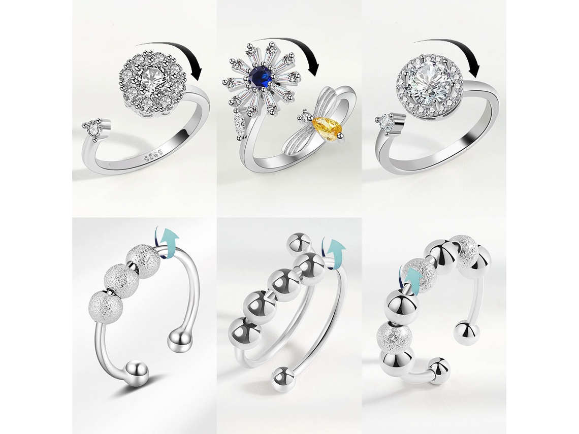 Anillo Giratorio De Latón Unisex (6 Piezas)