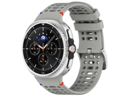 Bracelete Para Samsung Galaxy Watch 8 / 8 Classic - Silicone Com Furo Respirável E Fivela Prateada - Cinza Claro