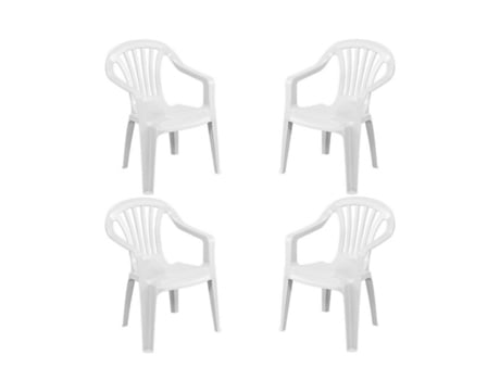 Cadeiras de jardim para exterior 4 cadeiras empilháveis brancas
