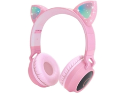 2026 fones de Ouvido Sem Fio Infantil com Led Orelha de Gato, Microfone e Bluetooth Estéreo Plegável