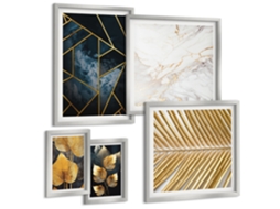 Galeria De Pinturas Murais Pedras De Areia, Textura Boho Moldura Preta Fotos Para O Escritório Espelharte (conjunto De 5 Imagens)