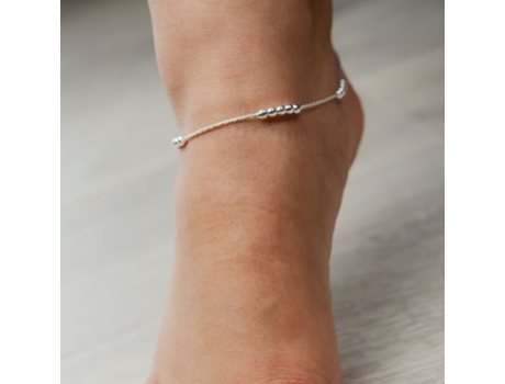 Pulseira de Tornozelo THE COLOURFUL AURA Sterling Silver Beads Payal Minimalistic Summer Boho Silver Indian Payal