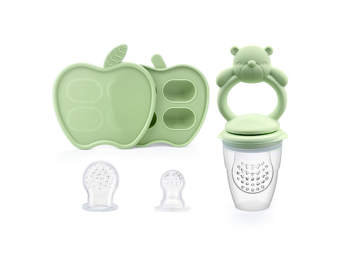 Alimentador Frutas Bebé CHRUI 6+ Meses com Molde Gelo Apenas Urso Alivio Gengivas (verde)