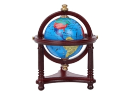 Mali globo Mini Giratório Decorativo para Casa de Bonecas em Escala 1/12 Madeira Rosa