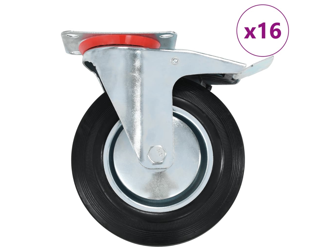 Vidaxl 16 Pcs Rodas Giratórias 200 Mm