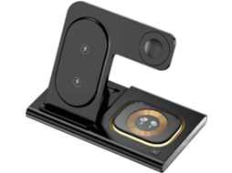Carregador Sem Fios Multifunções SFUSHOS 3 em 1 com Suporte para Carregamento Rápido Preto (versão Apple)