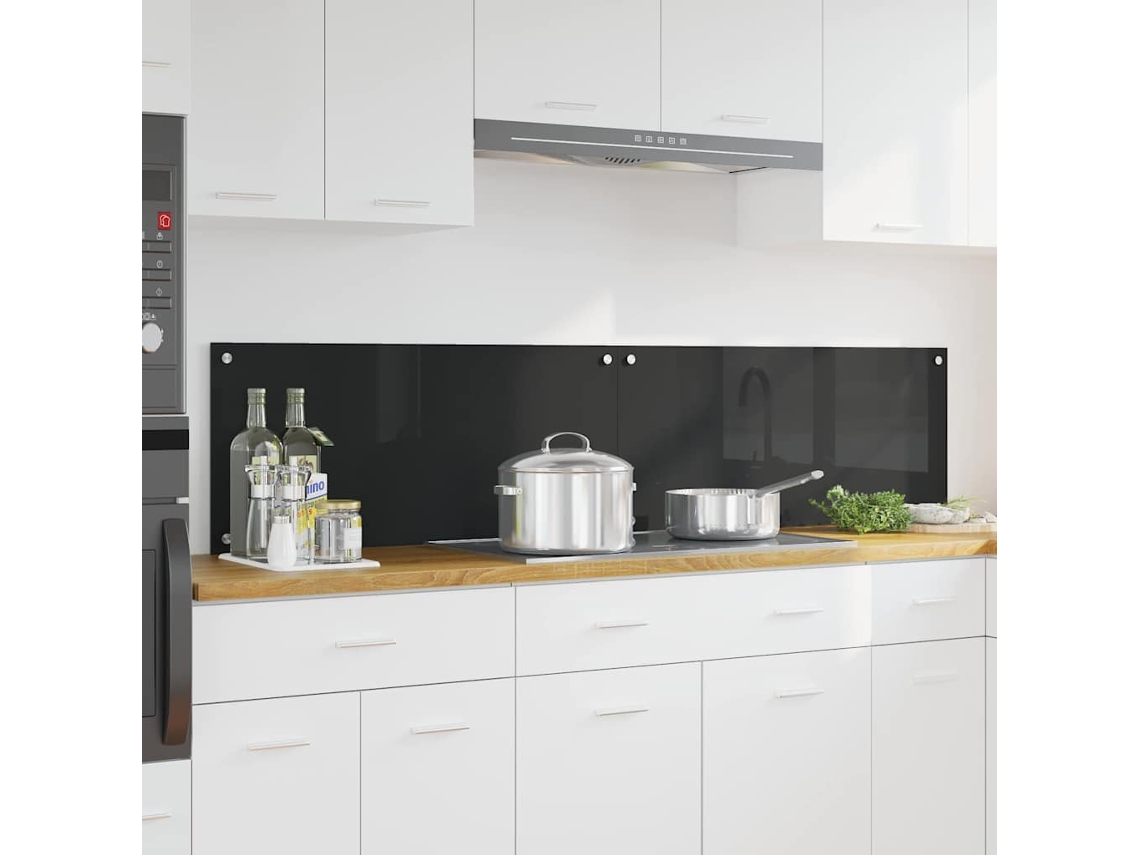 Vidaxl Painel De Cozinha 2 Unid. Preto 90 X 40 Cm Vidro Temperado