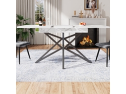 Mesa com Pés em Metal e Tampo em Mármore, Design Curvo HONGRUI TECH (119x158,5x80 cm)