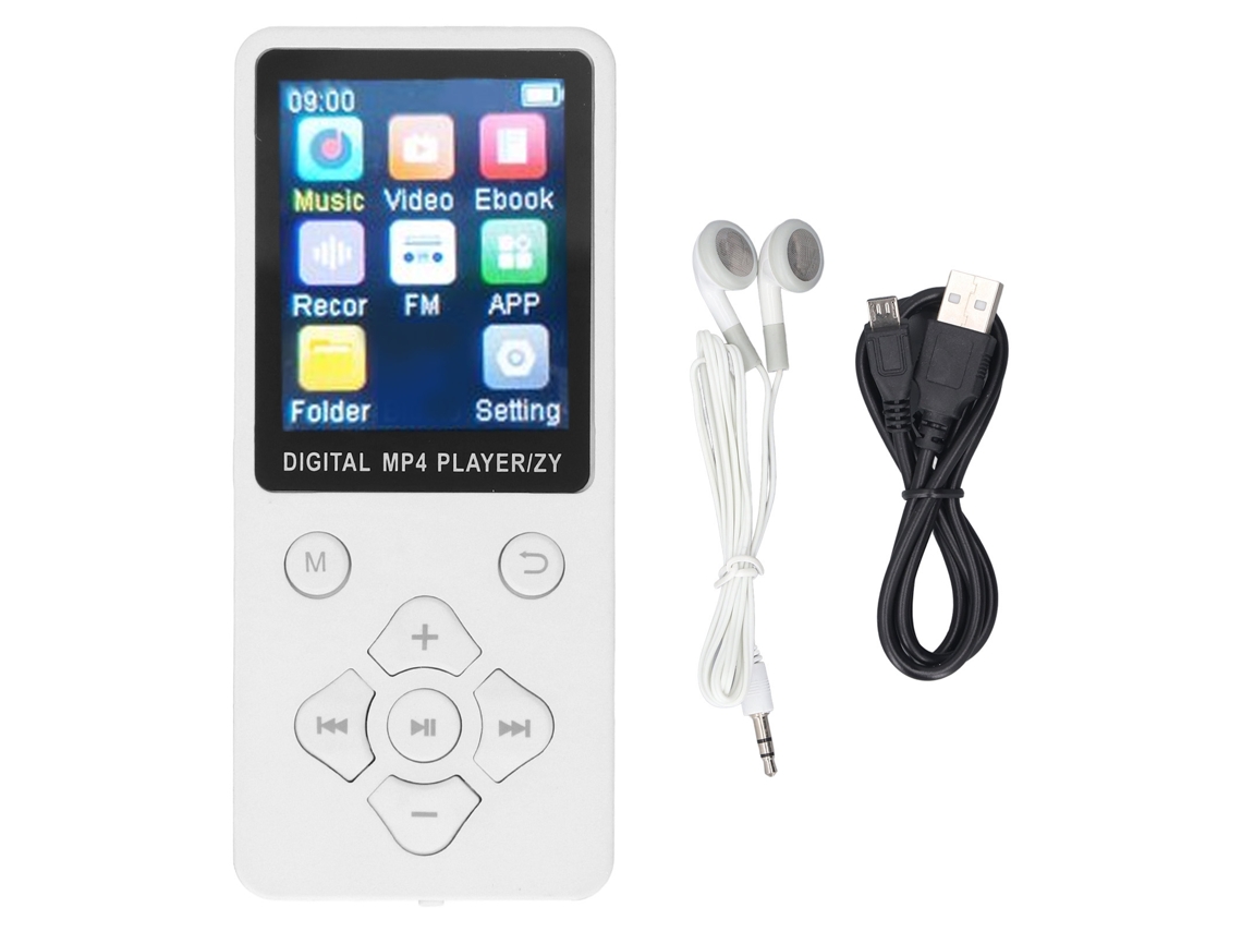 Reprodutor Mp4 Mp3 Hifi Com Tela Colorida 1.8 Polegadas Bluetooth 5.0 32gb Suporta Vídeo Livros Eletrônicos Branco