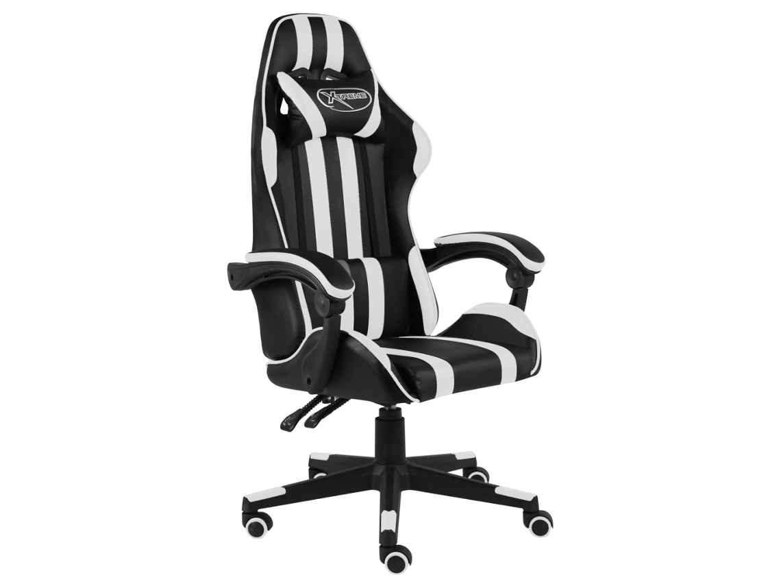 Vidaxl Cadeira Estilo Corrida Couro Artificial Preto E Branco