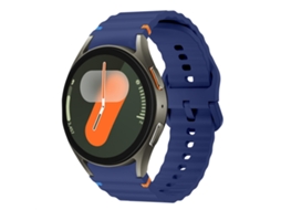 Bracelete Para Samsung Galaxy Watch 7 (40mm/44mm) - Silicone Costurado Com Padrão De Onda - Azul Escuro