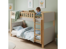 Cama De Berço Infantil 90x200cm Com Bordas Anticolisão E Escada 4 Etapas Cinza+natural