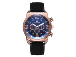 Relógio de pulso clássico e elegante com mostrador redondo, pulseira de couro PU e mecanismo de quartzo (pulseira preta, mostrador azul).
