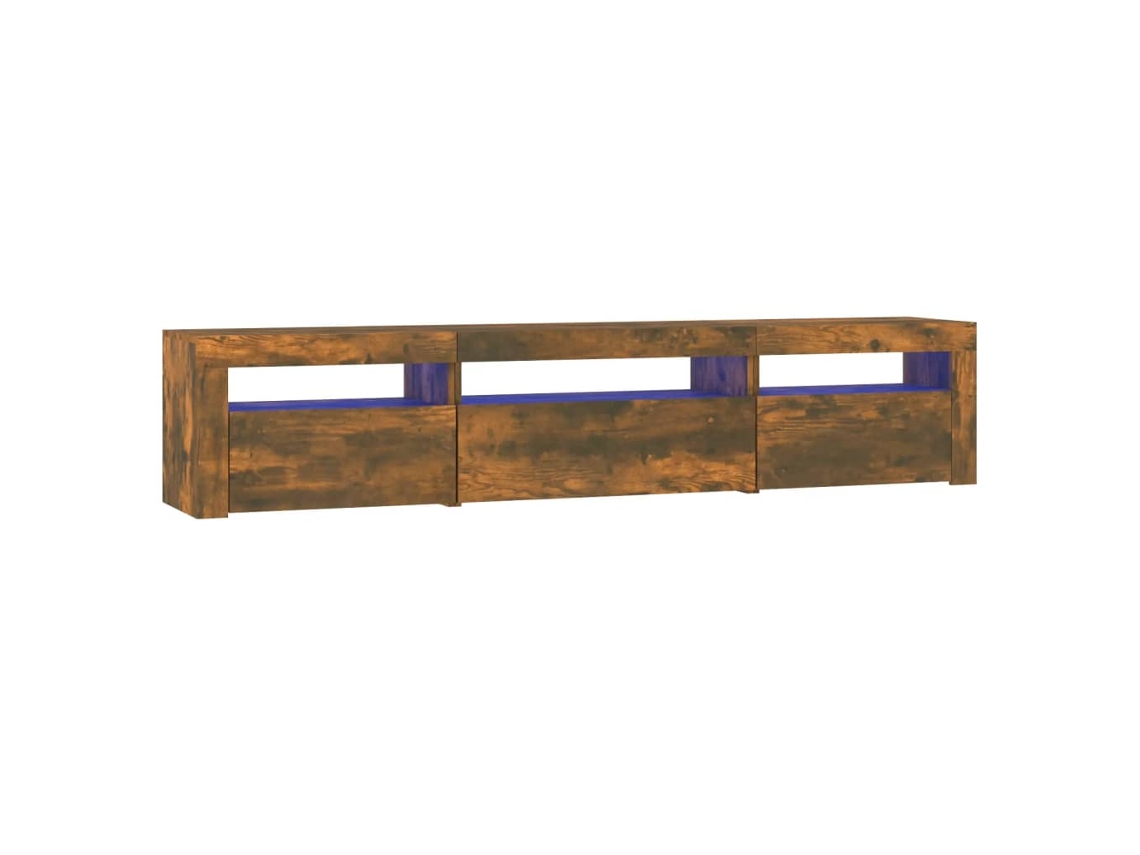 Móvel de TV com luzes LED Carvalho Fumê MAISON EXCLUSIVE (195x35x40 cm)