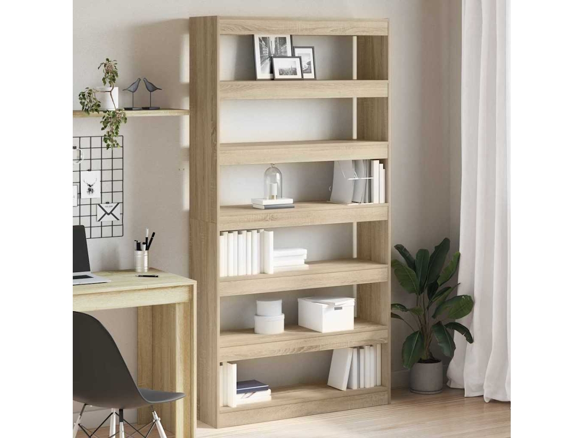 Vidaxl Gabinete De Livros 6 Níveis 100 X 30 X 198 Cm Carvalho Sonoma