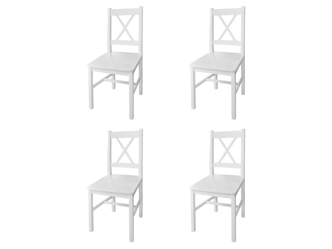 Vidaxl Cadeiras De Jantar 4 Pcs Madeira De Pinho Branco