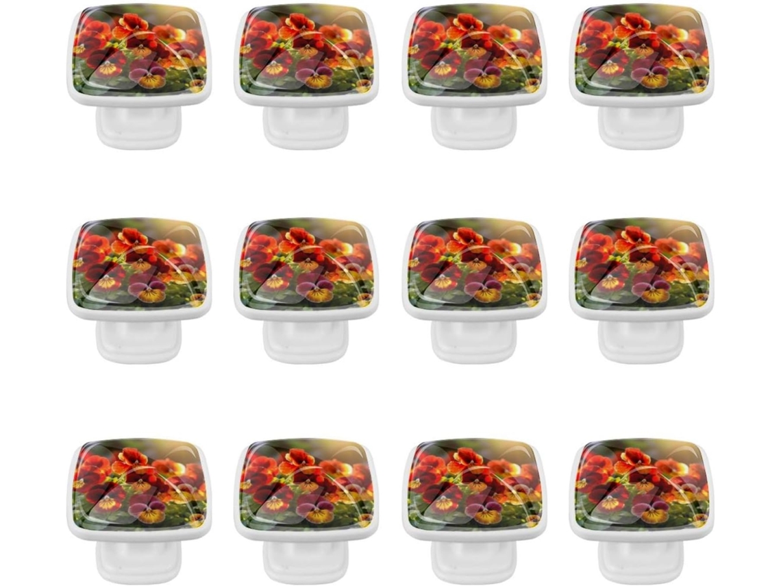 Puxadores Quadrados Para Armários De Cozinha, Puxadores Para Gavetas De Cômoda, 12 Peças, Borboletas E Flores, Puxadores